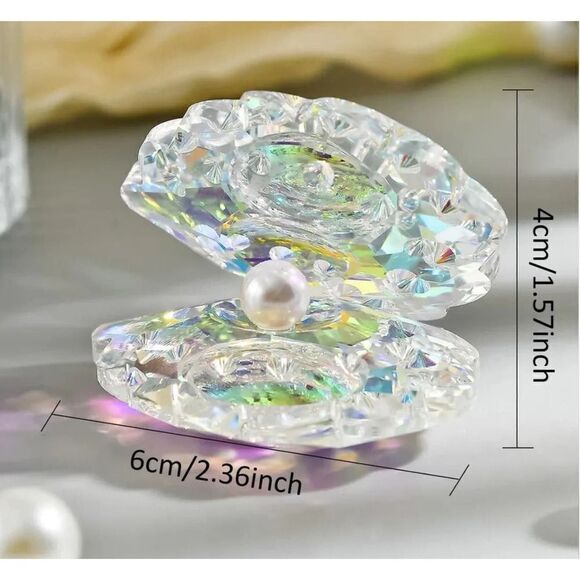 New! Crystal Shell w/Pearl  Home Decor Beautiful and Colorful - Picture 3 of 3